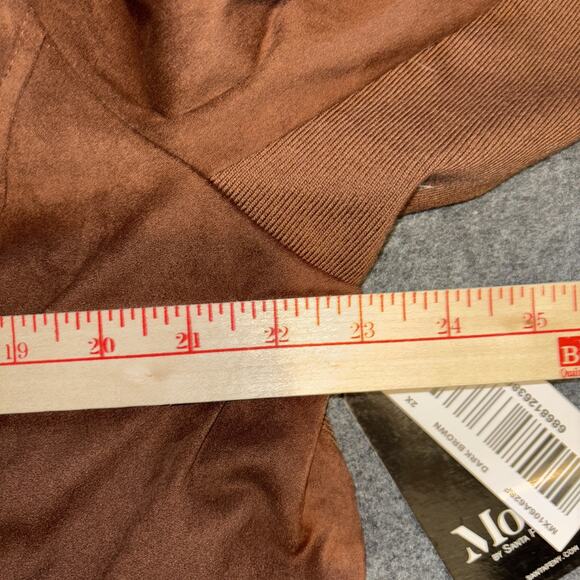 Mo-Ka by Santa Fe Apparel Sz 2X Faux Suede Moto Jacket Zipper Hem Dark Brown NWT - Picture 4 of 11